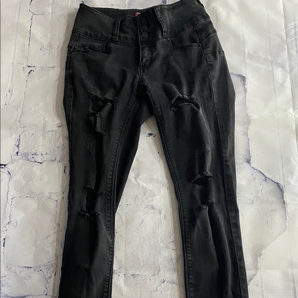 BUTT I LOVE YOU Black ripped jeans